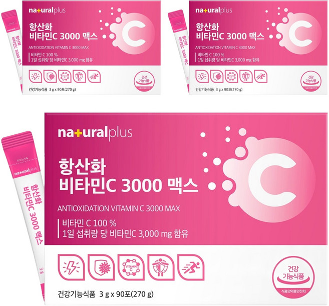 내츄럴플러스 항산화 비타민C 3000 맥스 90p, 270g, 3개