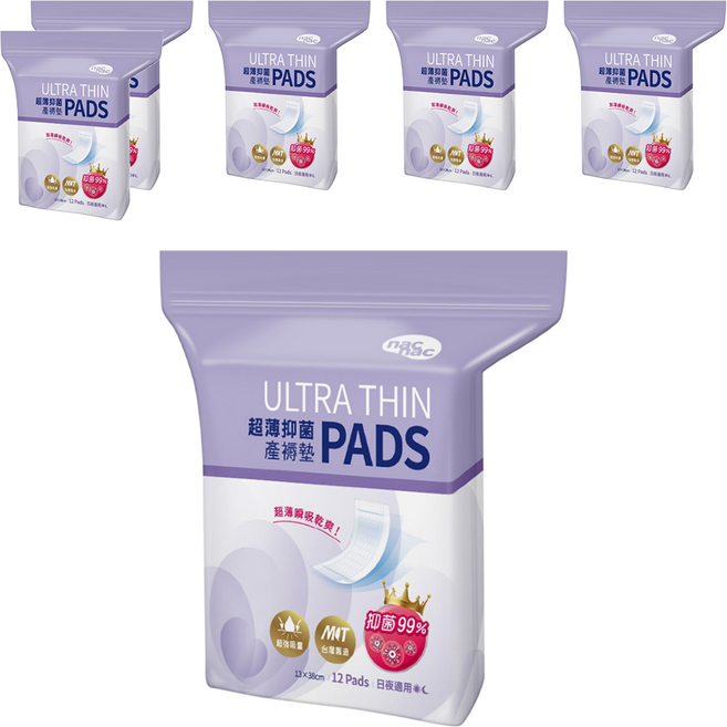 nac nac 超薄抑菌產褥墊, 13 x 38cm, 12片, 6包