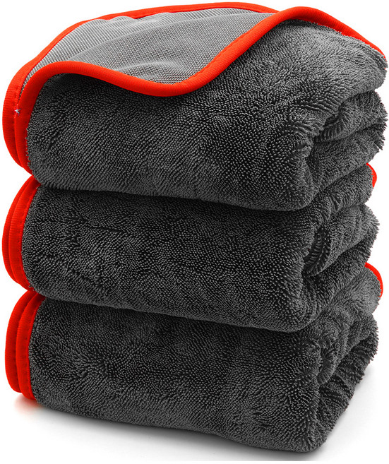 에이스피드 세차 드라잉 타월 60 x 90 cm, 그레이 + 빨간, 3개