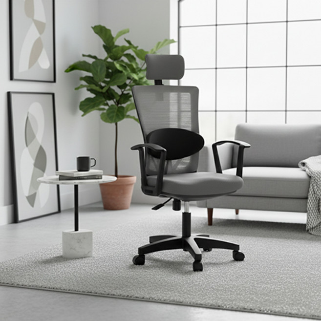 바른자세연구소 바른자세세트 의자, 블랙 + 다크그레이