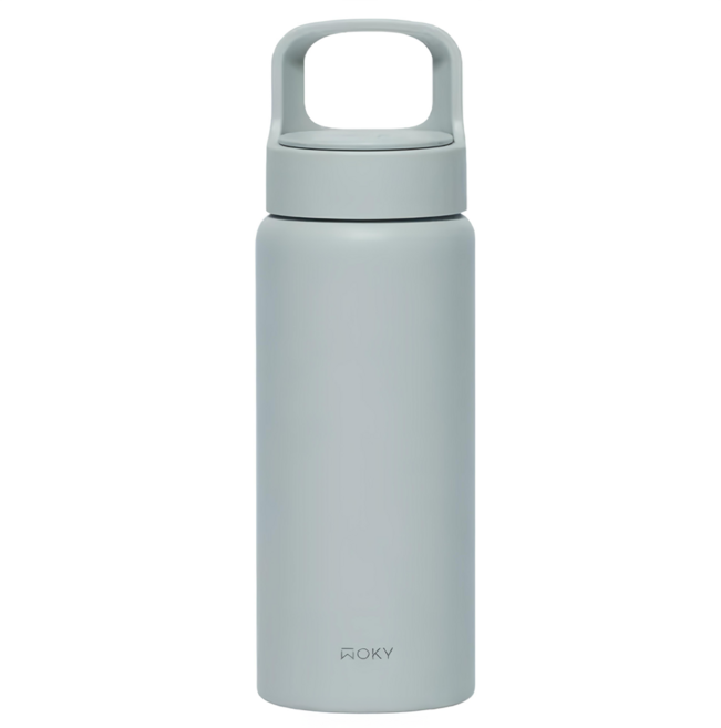 WOKY 沃廚 台灣公司貨 輕芯鈦提手運動保溫瓶, 舶灰, 600ml, 1個