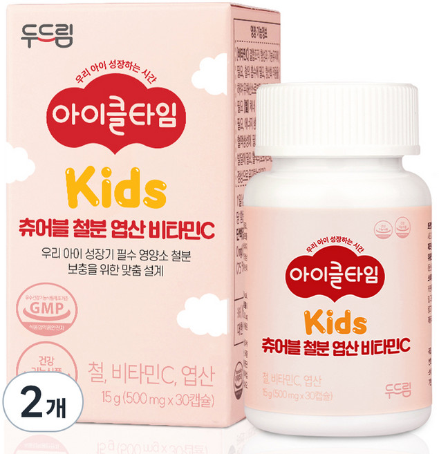 아이클타임 두드림 츄어블 철분 엽산 비타민C 15g, 2개, 30정