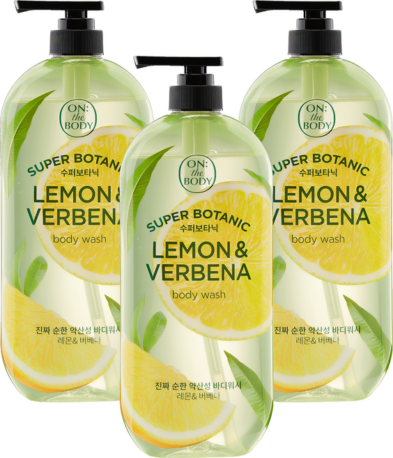 온더바디 수퍼보타닉 바디워시 레몬 앤 버베나향, 900g, 3개
