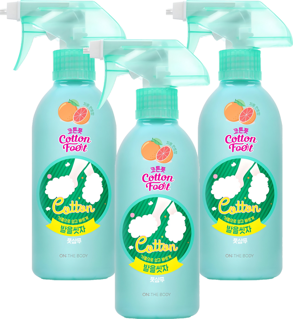 온더바디 코튼풋 발을 씻자 풋샴푸 자몽 민트향, 1개입, 3개, 385ml