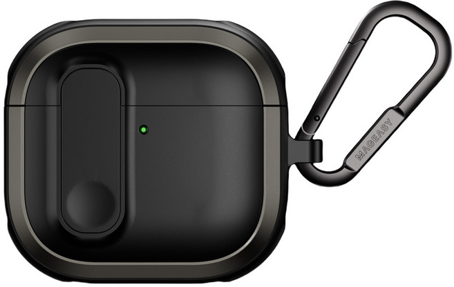MAGEASY Odyssey with Wrist Strap 抗衝擊磁扣手繩耳機殼 Airpods 4, 單一商品, 1個, 金屬黑