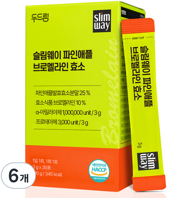 슬림웨이 두드림 파인애플 브로멜라인 효소, 6개, 30회분