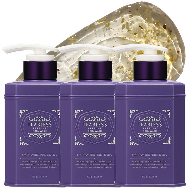 티블레스 퍼퓸 바디워시 퍼플티 플로럴우디향, 500g, 3개