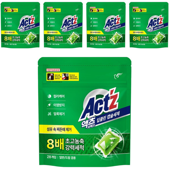 액츠 퍼펙트 딥클린 캡슐세제, 28개입, 5개