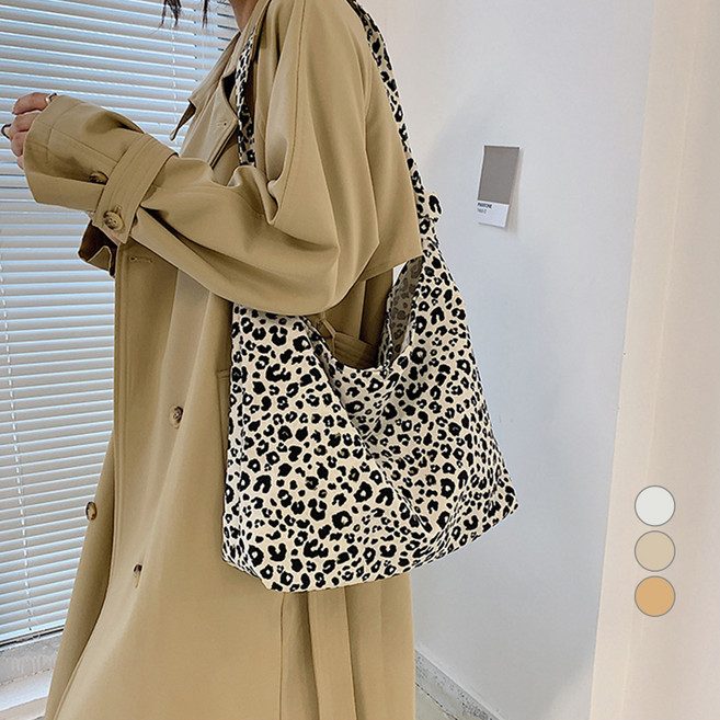 Elsso 豹紋印花布質肩揹包