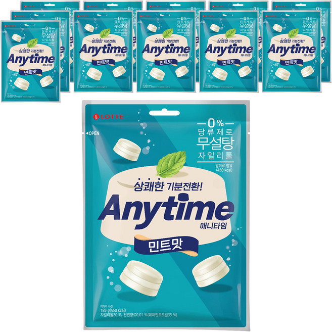 롯데웰푸드 애니타임 민트맛, 185g, 12개