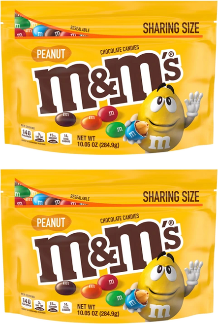 M&M's 經典花生糖衣巧克力分享包, 284.9g, 2包