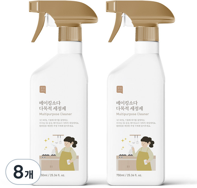 쉼표365 베이킹소다 대용량 다목적 세정제, 750ml, 8개