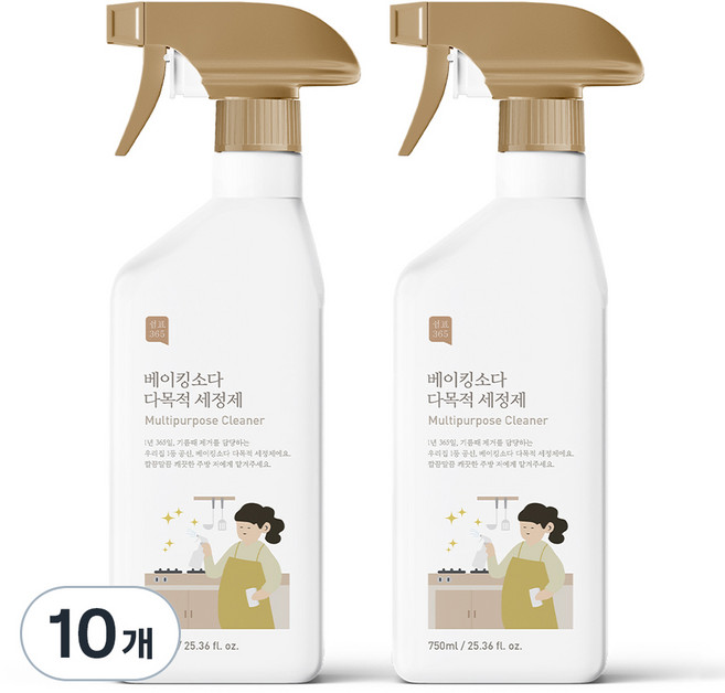 쉼표365 베이킹소다 대용량 다목적 세정제, 750ml, 10개