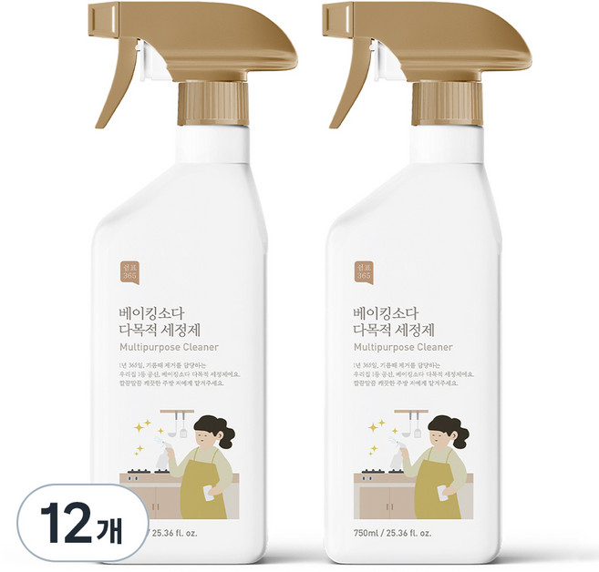 쉼표365 베이킹소다 대용량 다목적 세정제, 750ml, 12개