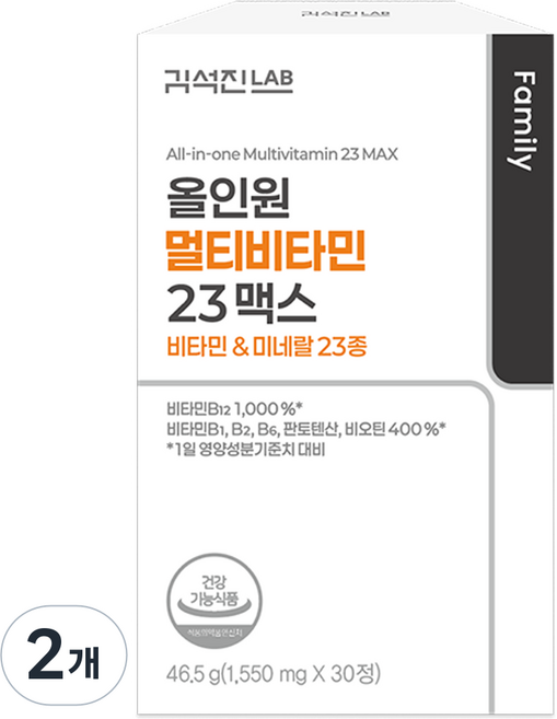 김석진랩 올인원 멀티비타민 23맥스 46.5g, 2개, 30정
