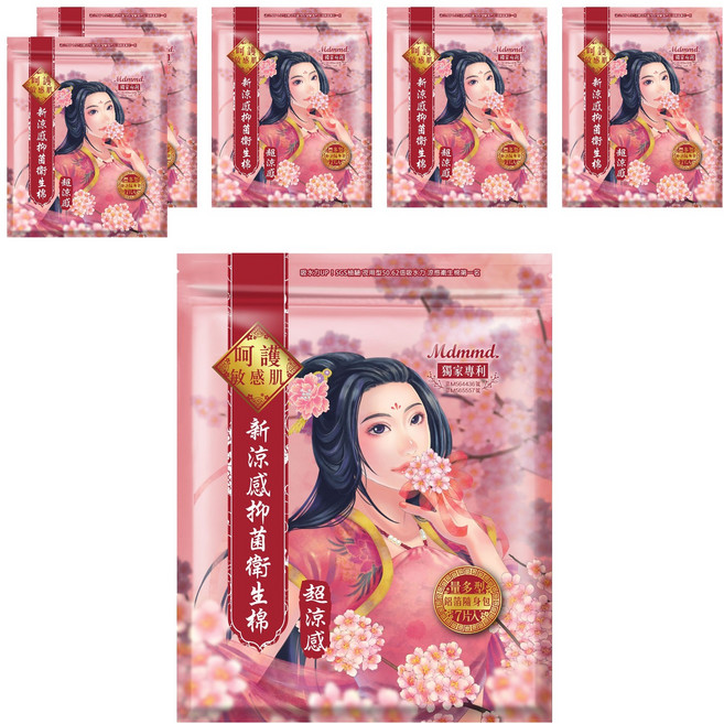 Mdmmd. 明洞國際 新涼感抑菌衛生棉 超涼感 0.2cm薄度 4合1涼芯 親膚貼合 8層結構, 量多型 28cm, 7片, 6包