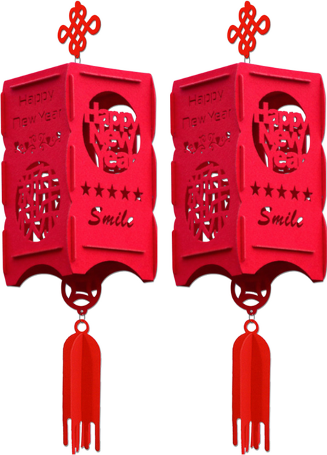 小麥購物 新年春節大紅方形毛氈節慶掛飾 L903, 紅色