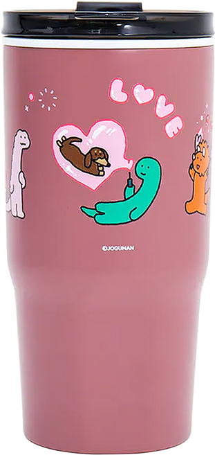 WOKY 沃廚 JOGUMAN meets WOKY AURA系列 真陶瓷激凍杯 I love us, 粉色, 800ml, 1個