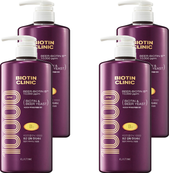 엘라스틴 비오틴클리닉 맥주효모 컨디셔너 그린 허브와 플로럴향, 1L, 4개