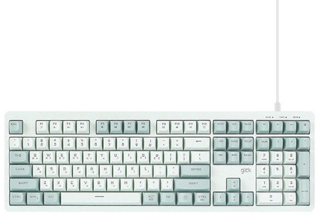 지클릭커 파도프로젝트 제주바다 풀윤활 플런저 무소음 108 유선 키보드, 그린 라이트, OPK108, 제조사축