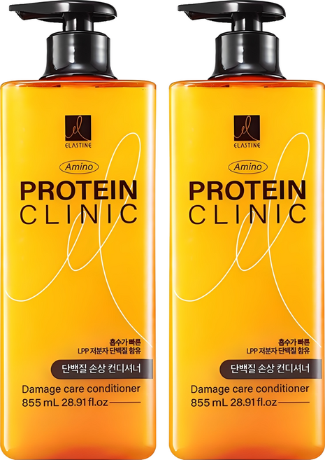엘라스틴 아미노 클리닉 단백질 손상 케어 컨디셔너, 855ml, 2개
