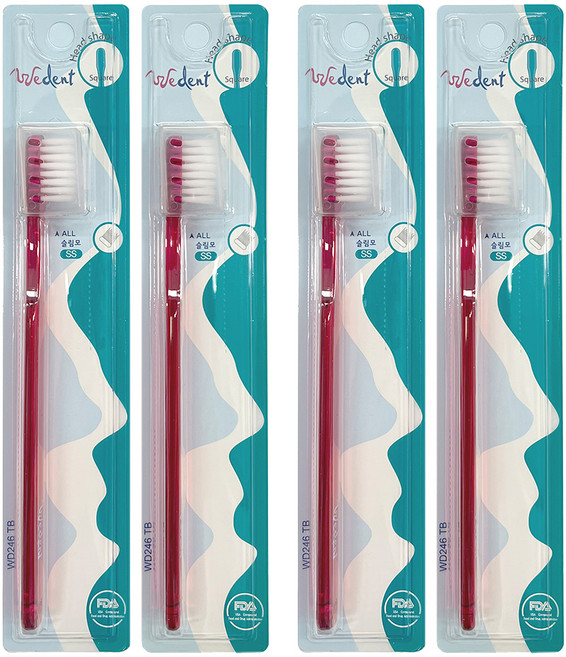 위덴 산모용 사각헤드칫솔 올 미세모 SS 레드, 1개입, 4개