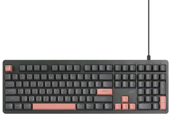 지클릭커 파도프로젝트 제주바다 풀윤활 플런저 무소음 108 유선 키보드, 머큐리 핑크, OPK108, 제조사축