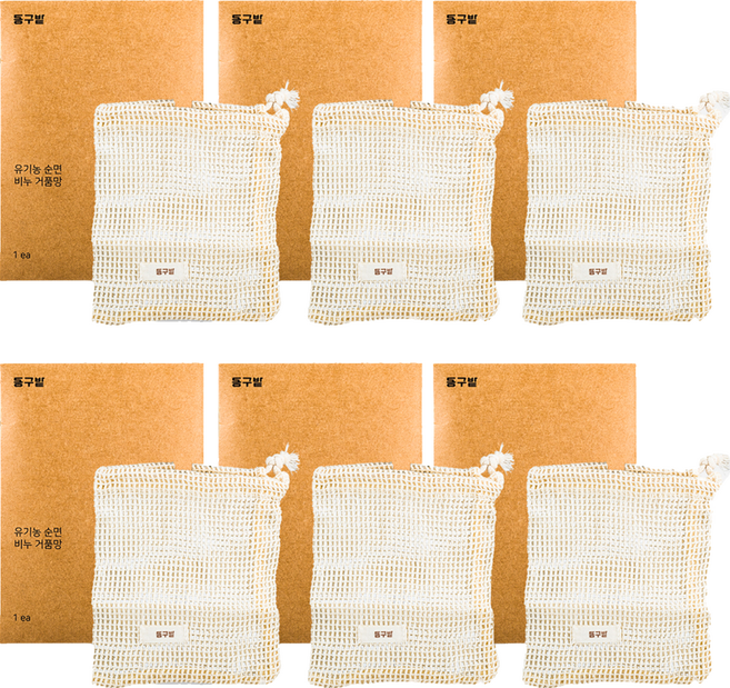 동구밭 순면 비누거품망, 혼합색상, 6개