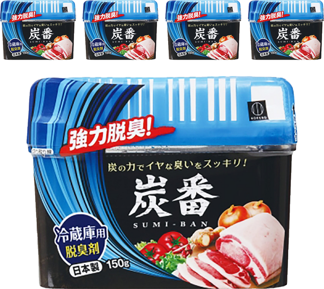 KOKUBO 冰箱冷藏庫炭脫臭劑, 150g, 5個