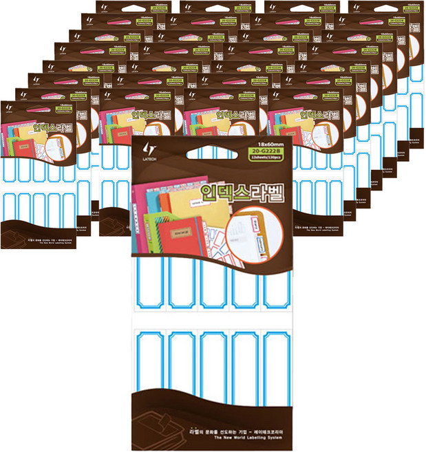 레이테크 인덱스 라벨 견출지 20-G222 18 x 60 mm, B 청색, 30개