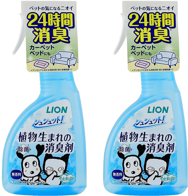 LION 獅王 Shushutto 植物性配方空間除臭劑 無香, 400ml, 2瓶