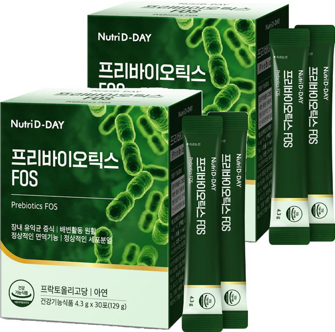 Nutri D-DAY 益生元果寡糖乳酸菌粉隨身包 30條入, 2個, 129g