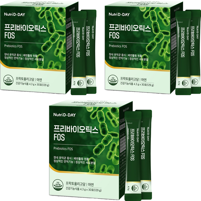 뉴트리디데이 프리바이오틱스 FOS 30p, 129g, 3개