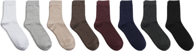 Sockpiens 男款素色中筒襪 8雙組合套裝