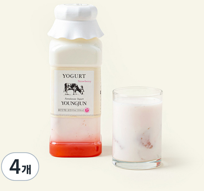 영준목장 수제 요거트 딸기, 500ml, 4개