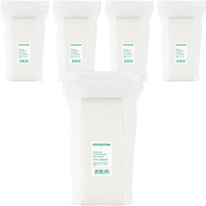 이니스프리 닦아 쓰는 화장솜, 5개, 80매입
