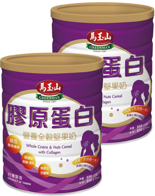 馬玉山 膠原蛋白 營養全榖堅果奶, 850g, 2罐