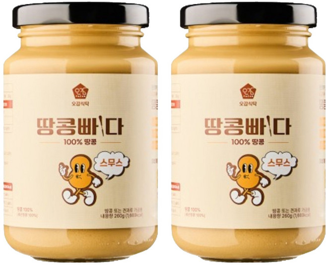 오감식탁 땅콩빠다 스무스 잼, 260g, 2개
