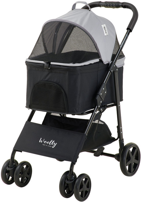 울리 반려동물 이지폴딩 와이드 유모차, 그레이, 1개