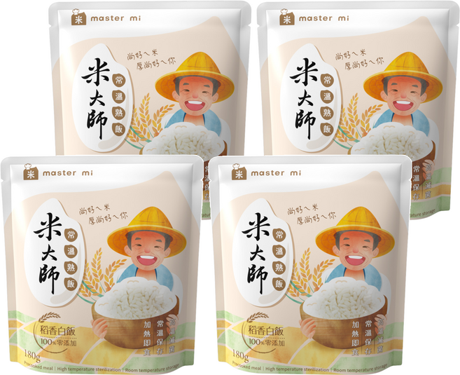 master mi 米大師 常溫熟飯 稻香白飯, 180g, 4包