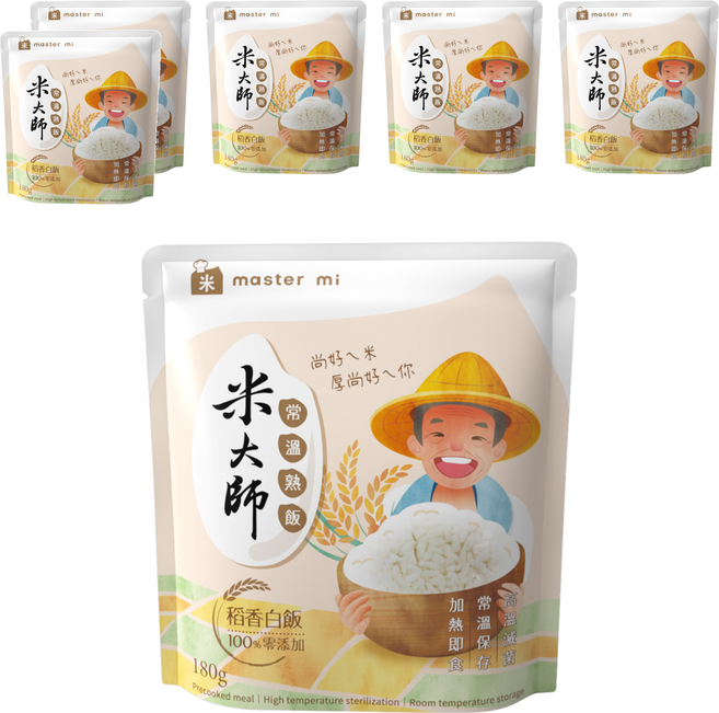 master mi 米大師 常溫熟飯 稻香白飯, 180g, 6包