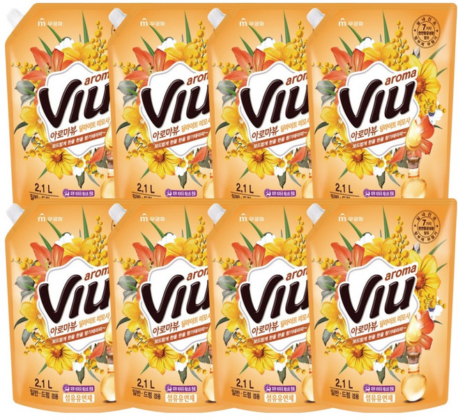 아로마뷰 섬유유연제 딜라이트 미모사 리필, 2.1L, 8개