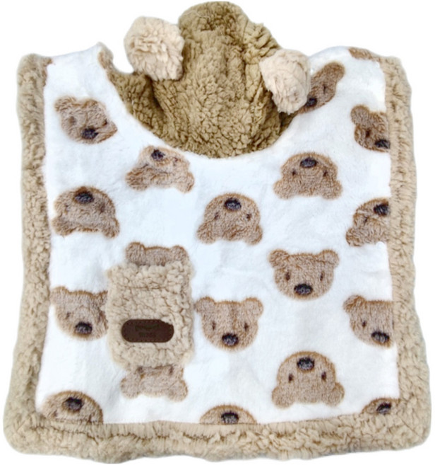 寵物披風睡袍保暖披肩斗篷, 咖啡熊熊, 1件