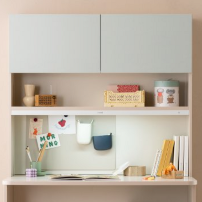 리바트 로넌 자녀가구 책상 1200 상부장 + 플랩도어 세트 방문설치, 아이보리(상부장) + 민트(플랩도어)