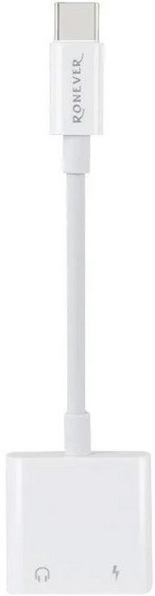 RONEVER TYPE-C音頻充電分接線 VPC165, 11cm, 白色, 1個