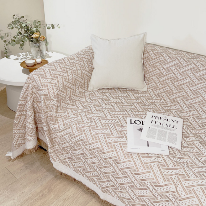 048.編織沙發布, 波西奶茶, 1個