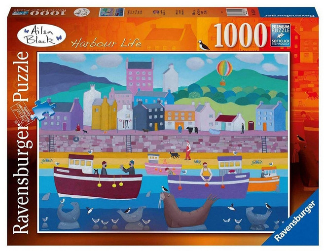 Ravensburger 維寶 拼圖 河岸小船, 1000片, 1盒