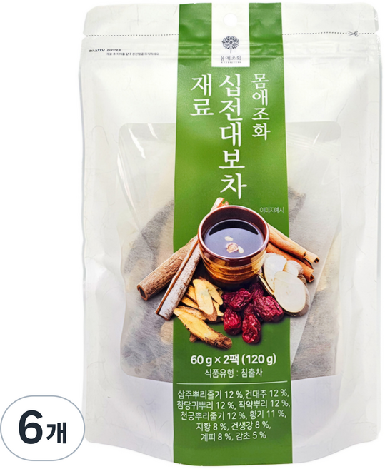 몸애조화 십전대보차 한방 재료 2p, 120g, 6개