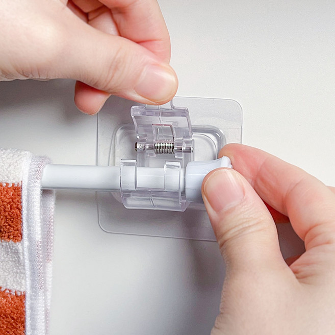 하이어데코 압축봉 부착식 브라켓 홀더 6 x 6 cm, 투명, 2개