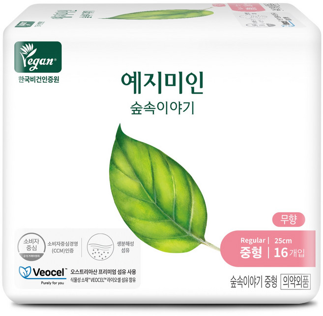 예지미인 숲속이야기 비오셀 생리대 날개형, 중형, 16개입, 1개